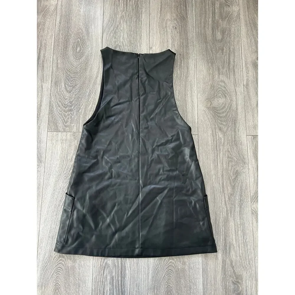 ZARA Kids Girls Black Faux Leather Dress Jumper Pockets Size 13-14 years